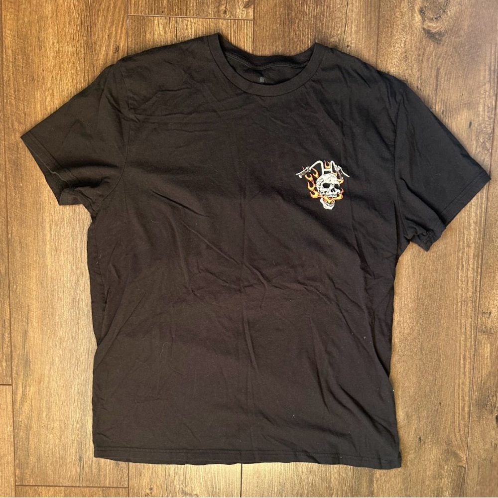 Black Graphic Tee with Skull Design